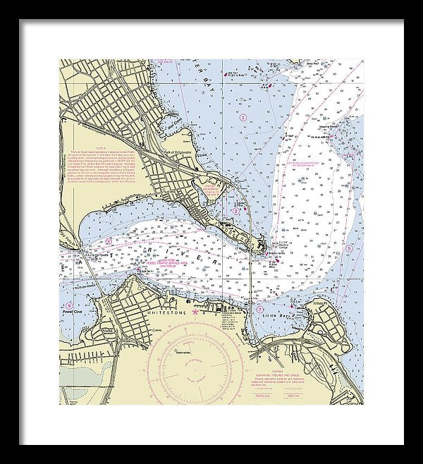 Throgs Neck New York Nautical Chart - Framed Print