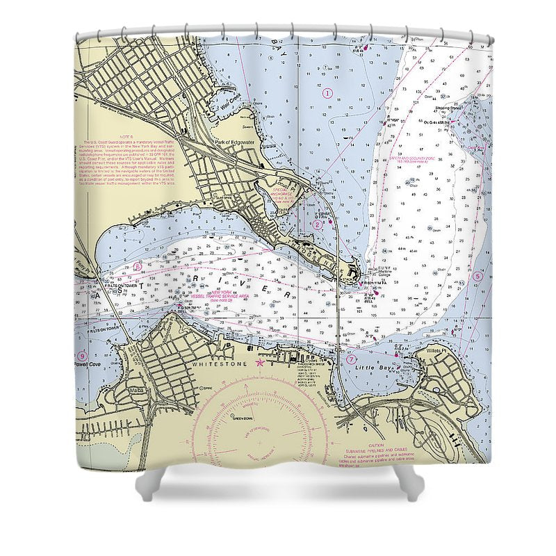 Throgs Neck New York Nautical Chart Shower Curtain