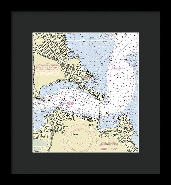 Throgs Neck New York Nautical Chart - Framed Print