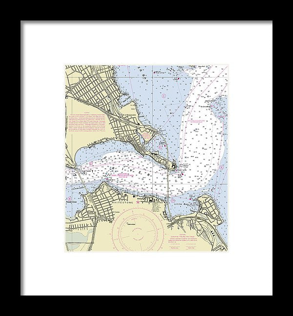 Throgs Neck New York Nautical Chart - Framed Print