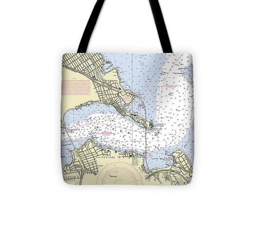 Throgs Neck New York Nautical Chart Tote Bag