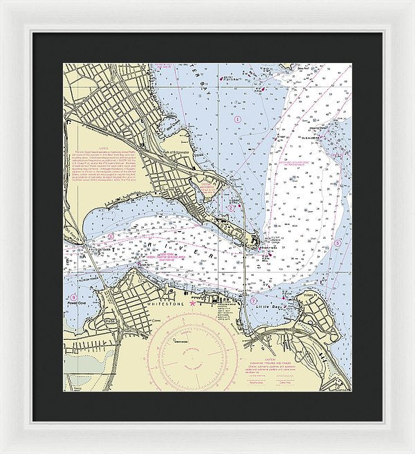 Throgs Neck New York Nautical Chart - Framed Print