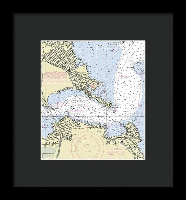 Throgs Neck New York Nautical Chart - Framed Print