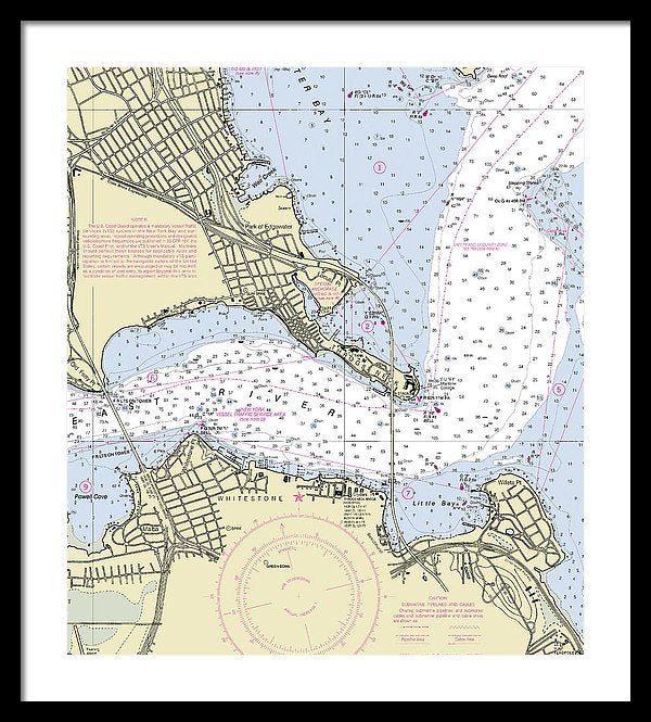 Throgs Neck New York Nautical Chart - Framed Print