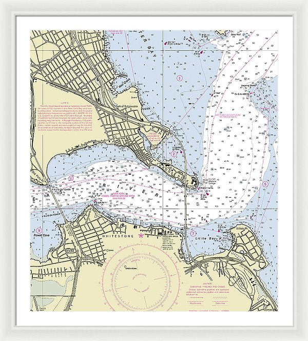 Throgs Neck New York Nautical Chart - Framed Print