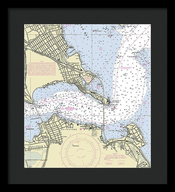 Throgs Neck New York Nautical Chart - Framed Print