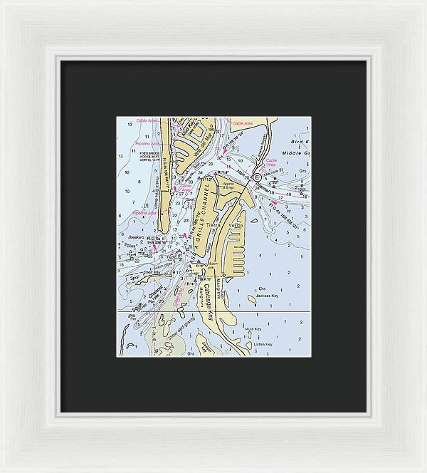 Tierra Verde Florida Nautical Chart - Framed Print