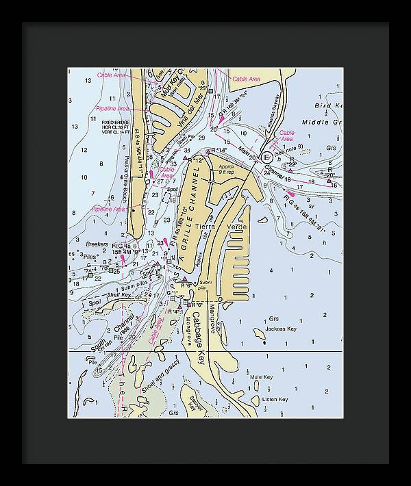 Tierra Verde Florida Nautical Chart - Framed Print