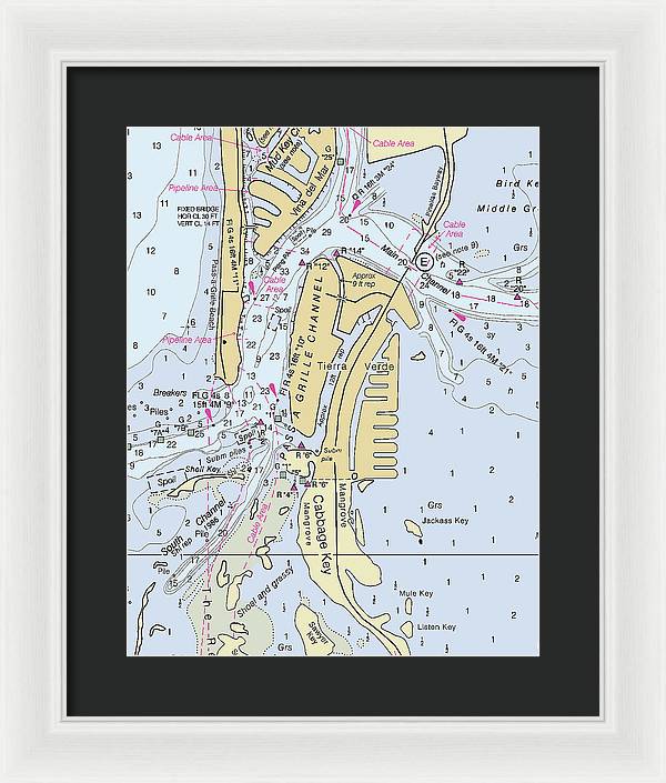 Tierra Verde Florida Nautical Chart - Framed Print