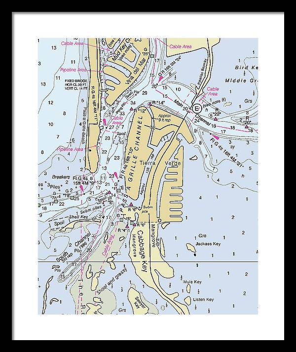 Tierra Verde Florida Nautical Chart - Framed Print