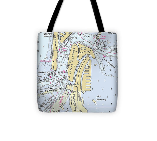 Tierra Verde Florida Nautical Chart Tote Bag