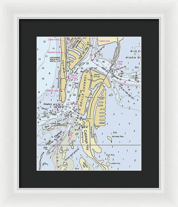 Tierra Verde Florida Nautical Chart - Framed Print