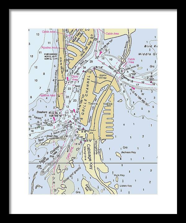 Tierra Verde Florida Nautical Chart - Framed Print