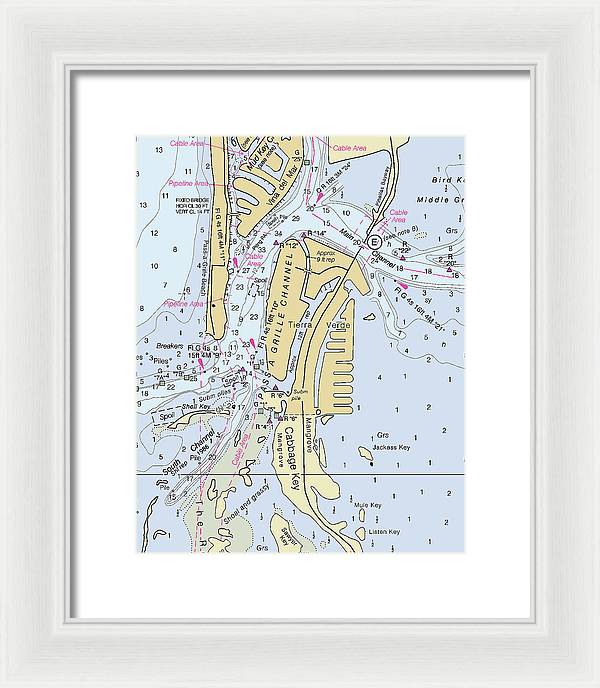 Tierra Verde Florida Nautical Chart - Framed Print