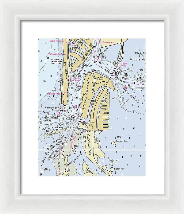 Tierra Verde Florida Nautical Chart - Framed Print