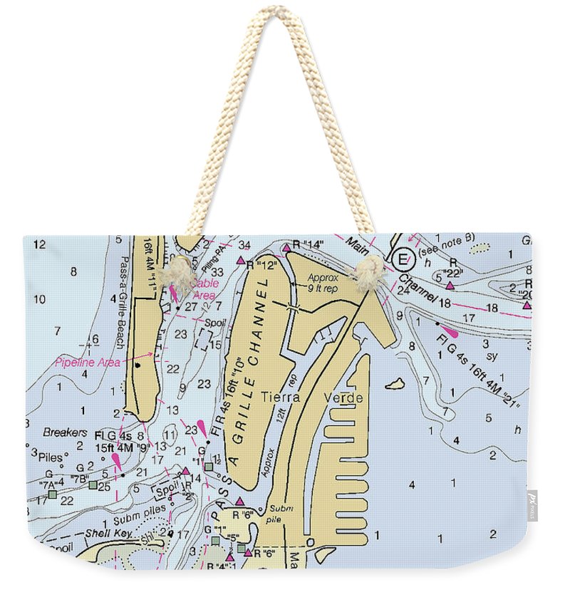 Tierra Verde Florida Nautical Chart - Weekender Tote Bag