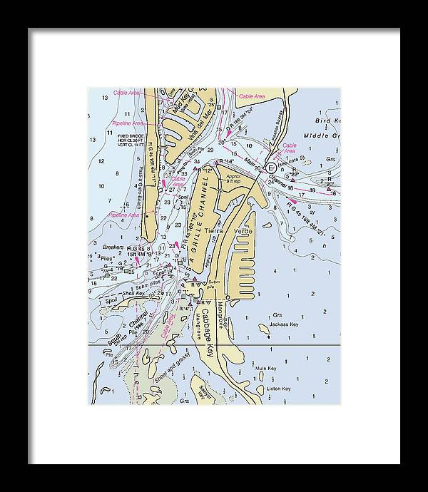 Tierra Verde Florida Nautical Chart - Framed Print