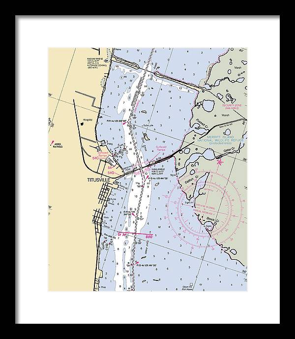 Titusville -florida Nautical Chart _v6 - Framed Print