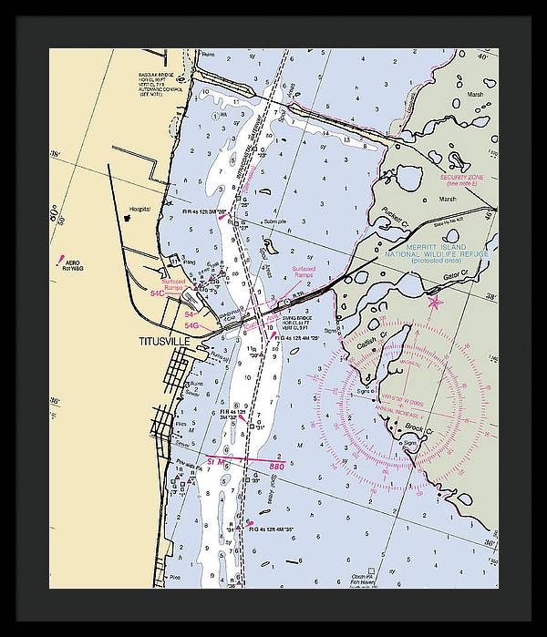 Titusville -florida Nautical Chart _v6 - Framed Print