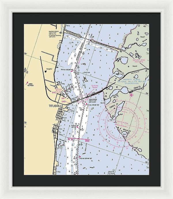 Titusville -florida Nautical Chart _v6 - Framed Print