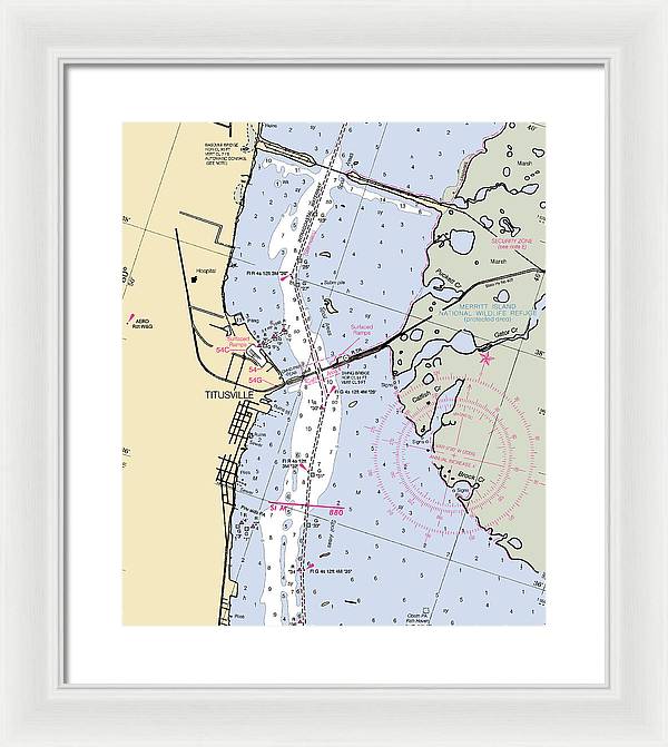 Titusville -florida Nautical Chart _v6 - Framed Print