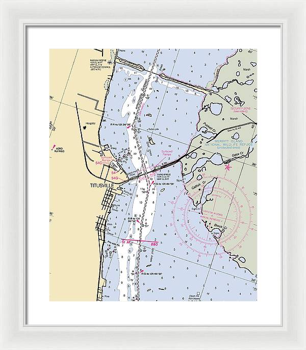 Titusville -florida Nautical Chart _v6 - Framed Print