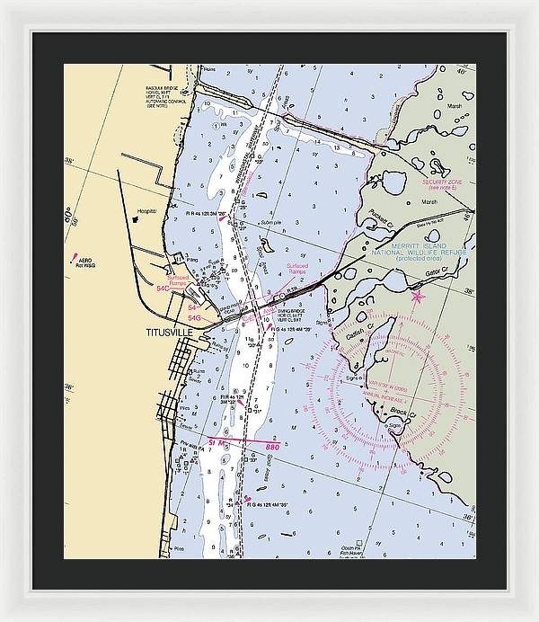 Titusville -florida Nautical Chart _v6 - Framed Print