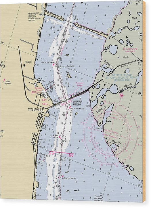 Titusville -Florida Nautical Chart _V6 Wood Print