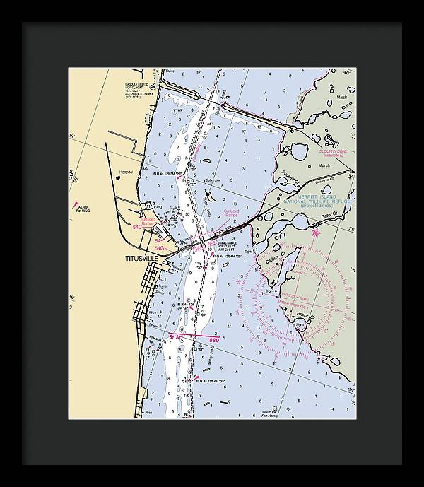 Titusville -florida Nautical Chart _v6 - Framed Print