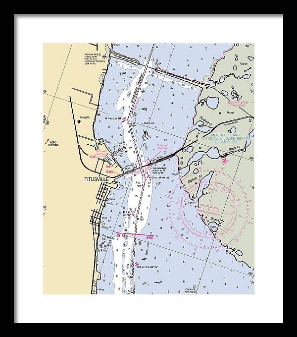 Titusville -florida Nautical Chart _v6 - Framed Print