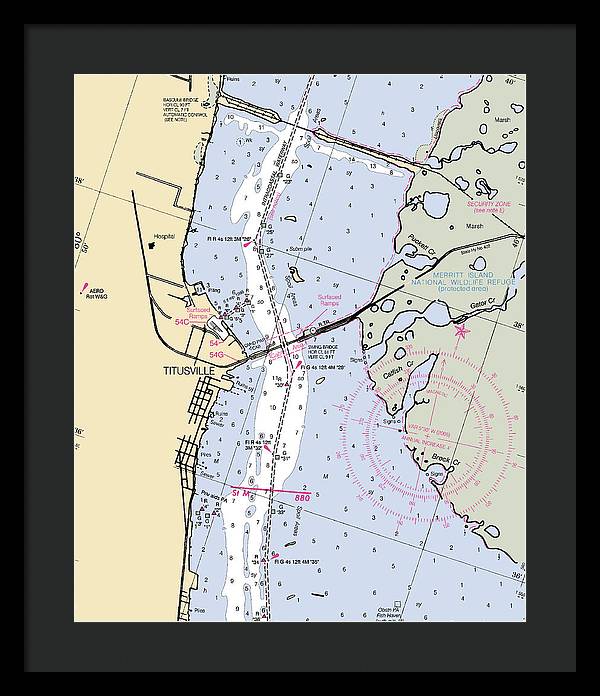 Titusville -florida Nautical Chart _v6 - Framed Print