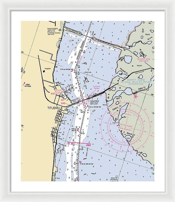 Titusville -florida Nautical Chart _v6 - Framed Print