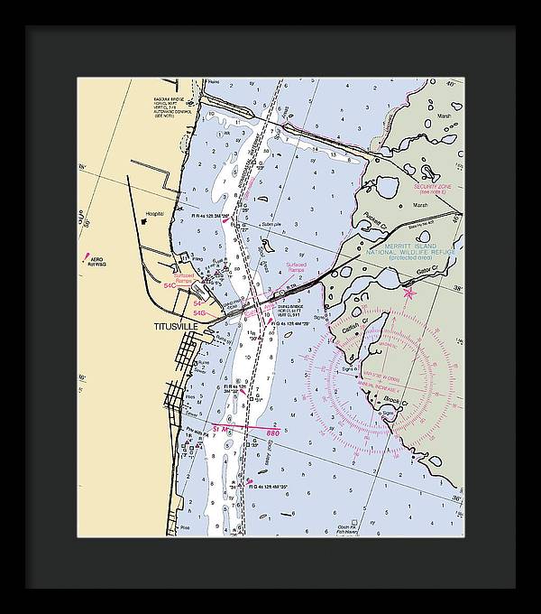 Titusville -florida Nautical Chart _v6 - Framed Print