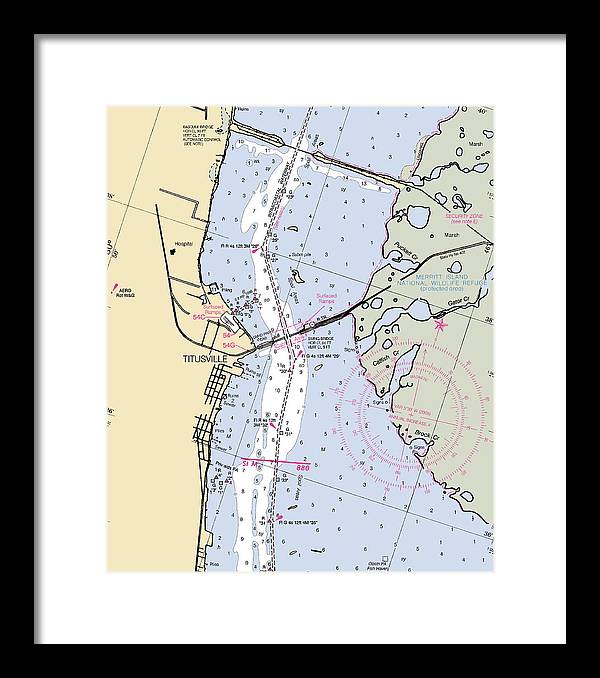 Titusville -florida Nautical Chart _v6 - Framed Print