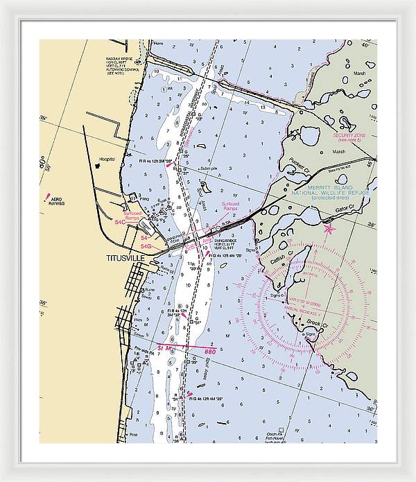 Titusville -florida Nautical Chart _v6 - Framed Print