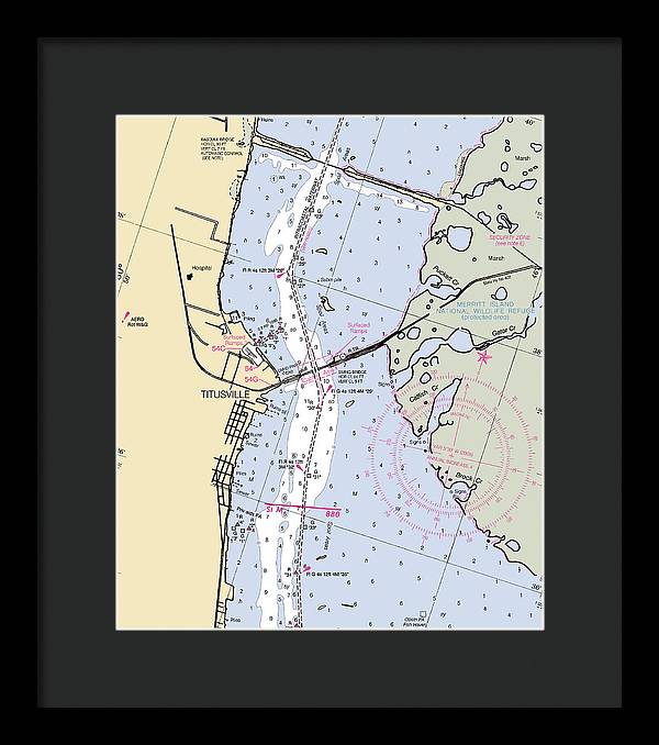 Titusville -florida Nautical Chart _v6 - Framed Print