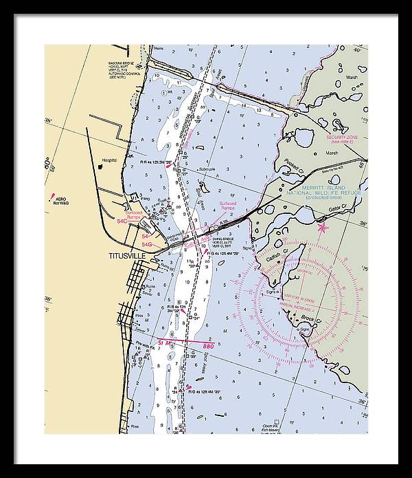 Titusville -florida Nautical Chart _v6 - Framed Print