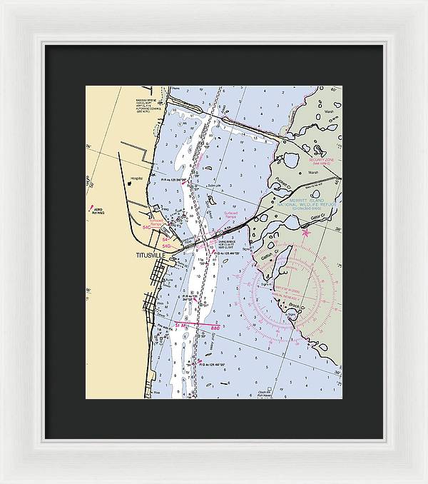 Titusville -florida Nautical Chart _v6 - Framed Print