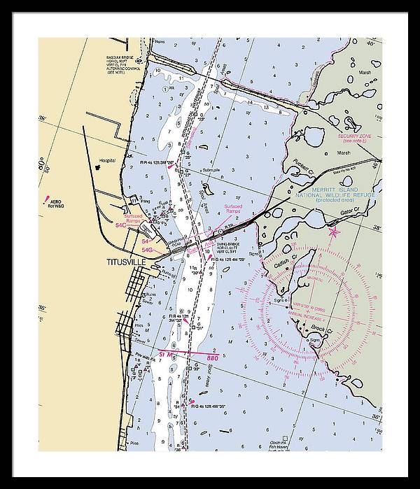 Titusville -florida Nautical Chart _v6 - Framed Print