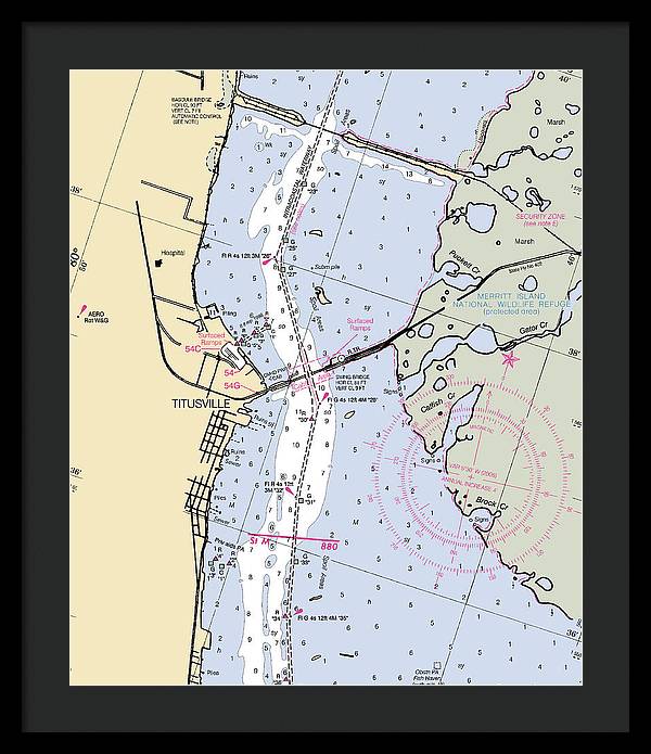 Titusville -florida Nautical Chart _v6 - Framed Print