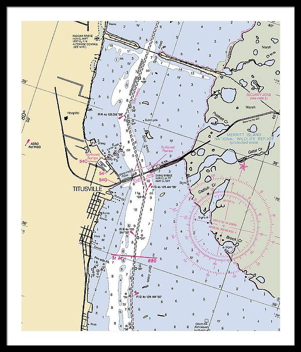 Titusville -florida Nautical Chart _v6 - Framed Print