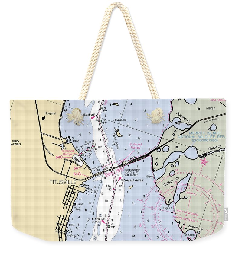 Titusville -florida Nautical Chart _v6 - Weekender Tote Bag