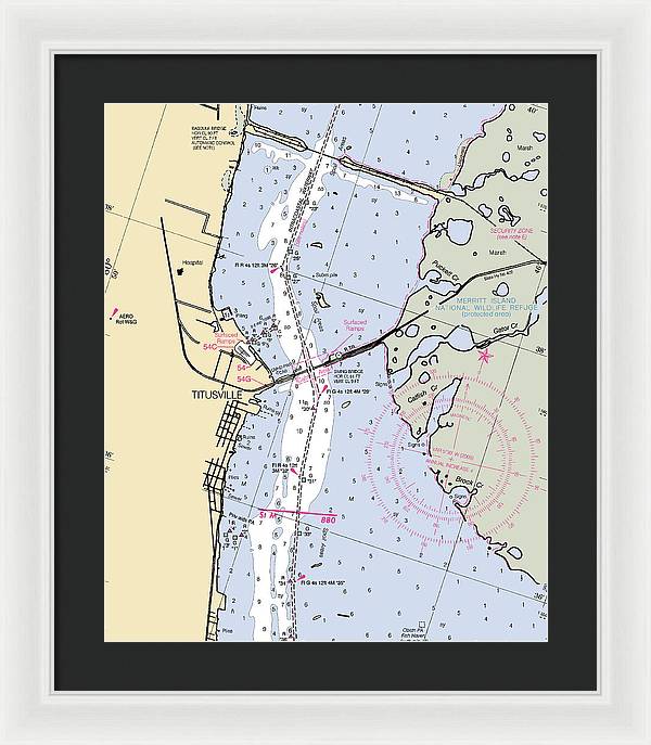 Titusville -florida Nautical Chart _v6 - Framed Print