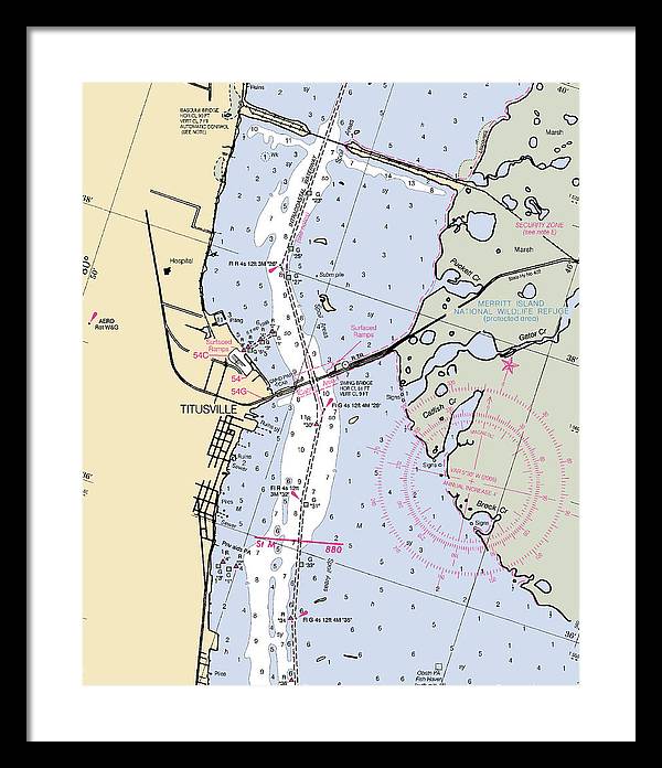 Titusville -florida Nautical Chart _v6 - Framed Print