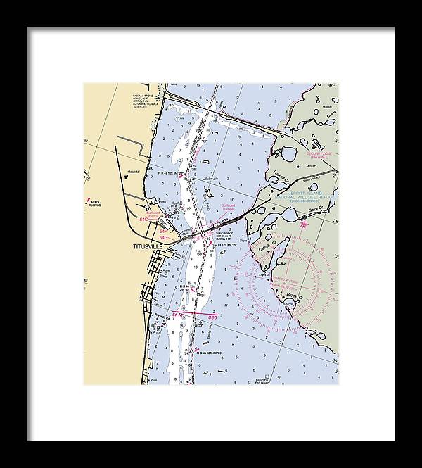 Titusville -florida Nautical Chart _v6 - Framed Print