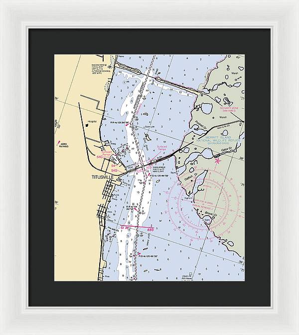 Titusville -florida Nautical Chart _v6 - Framed Print