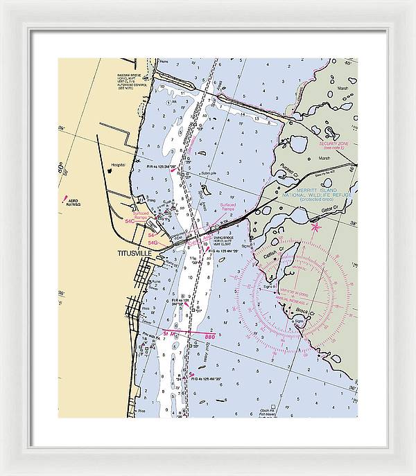 Titusville -florida Nautical Chart _v6 - Framed Print