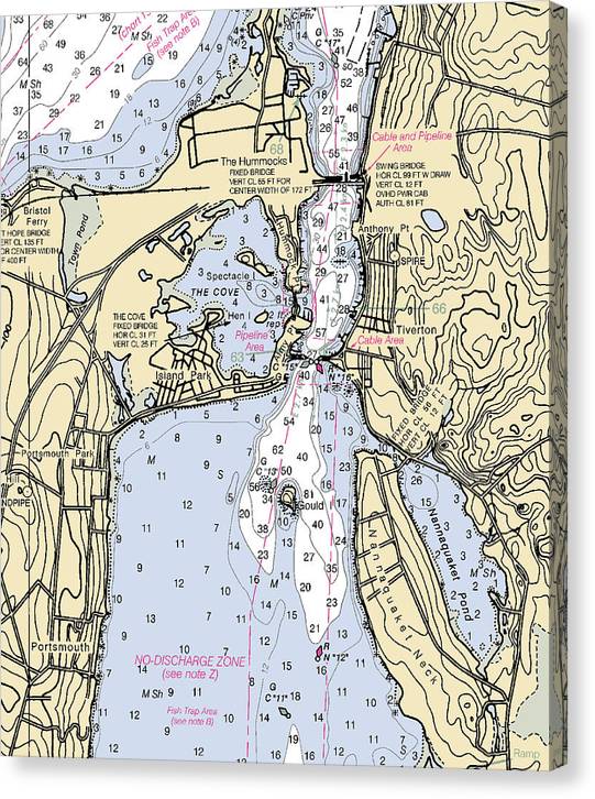 Tiverton-Rhode Island Nautical Chart Canvas Print