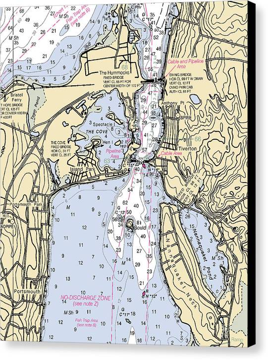 Tiverton-rhode Island Nautical Chart - Canvas Print