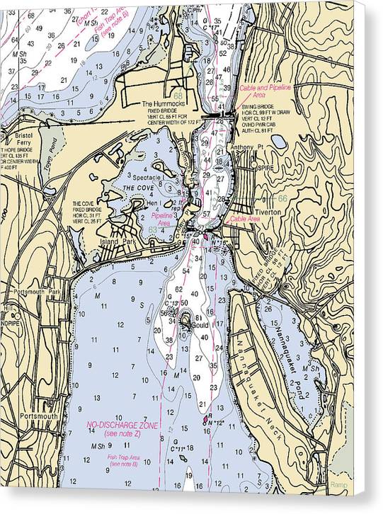 Tiverton-rhode Island Nautical Chart - Canvas Print